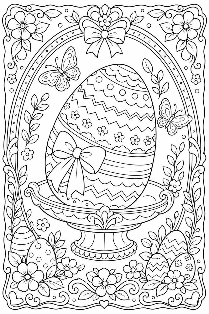 Easter Egg Easter egg decorative border coloring page