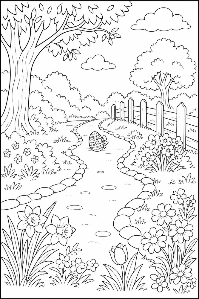 Easter Egg Easter egg outdoor path coloring page
