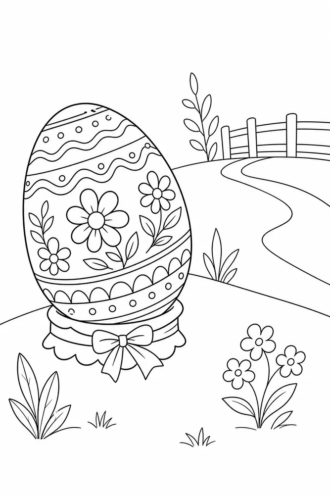 Easter Egg Easter egg simple scene coloring page