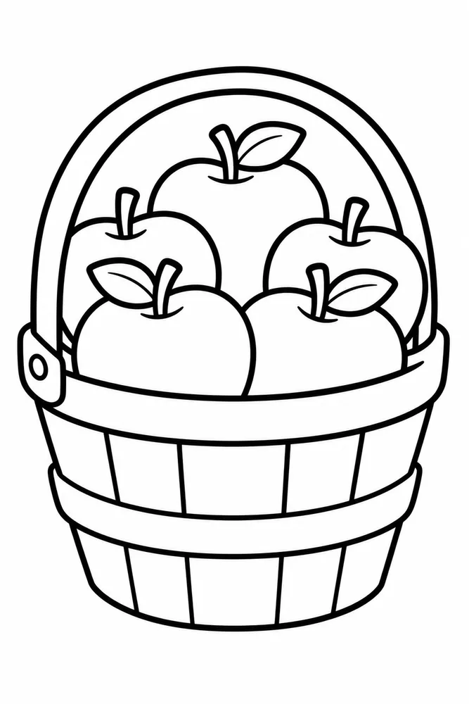 Bold and Easy Bold Easy Apple Basket printable coloring page