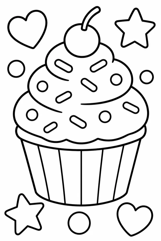 Bold and Easy Bold Easy Cupcake printable coloring page