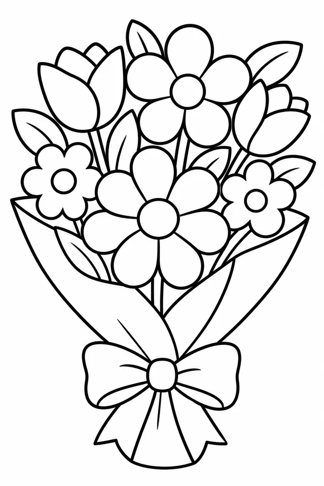 Bold and Easy Bold Easy Flower Bouquet printable coloring page