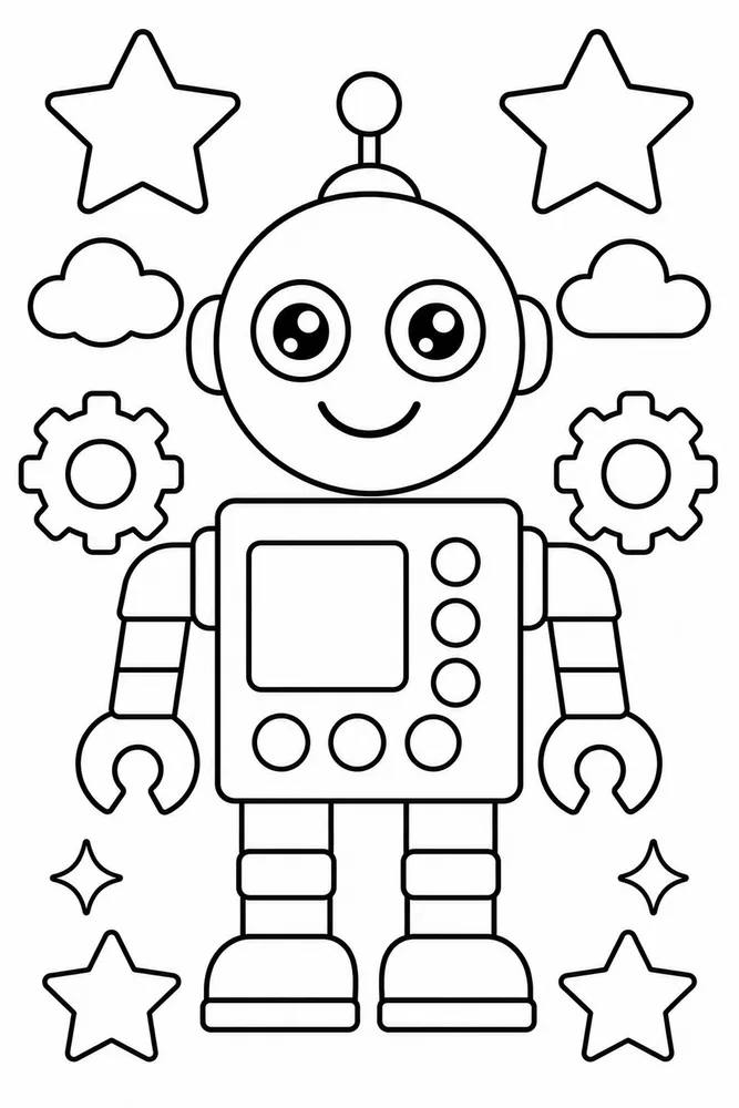 Bold and Easy Bold Easy Robot printable coloring page