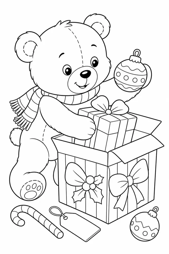Cute Easy Christmas Cute easy christmas activity scene coloring page