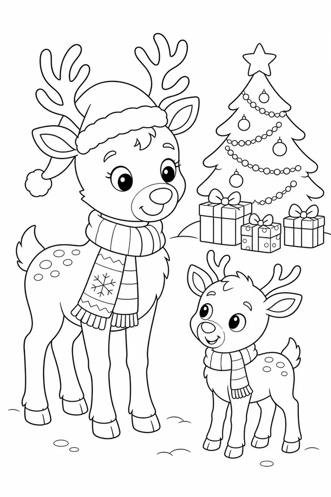 Cute Easy Christmas Cute easy christmas family scene coloring page