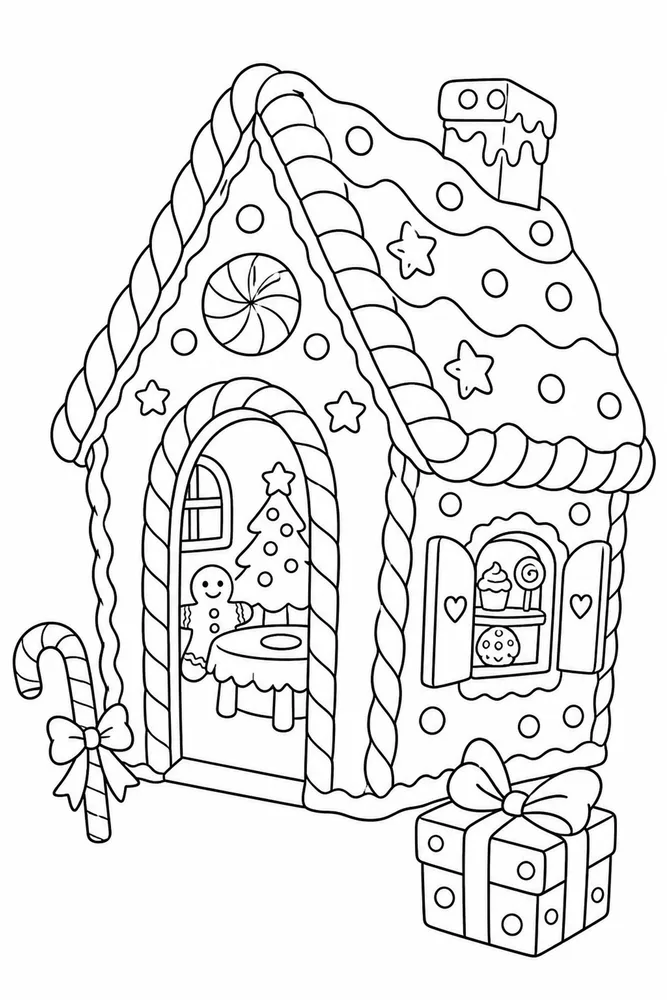 Cute Easy Christmas Cute easy christmas front portrait coloring page
