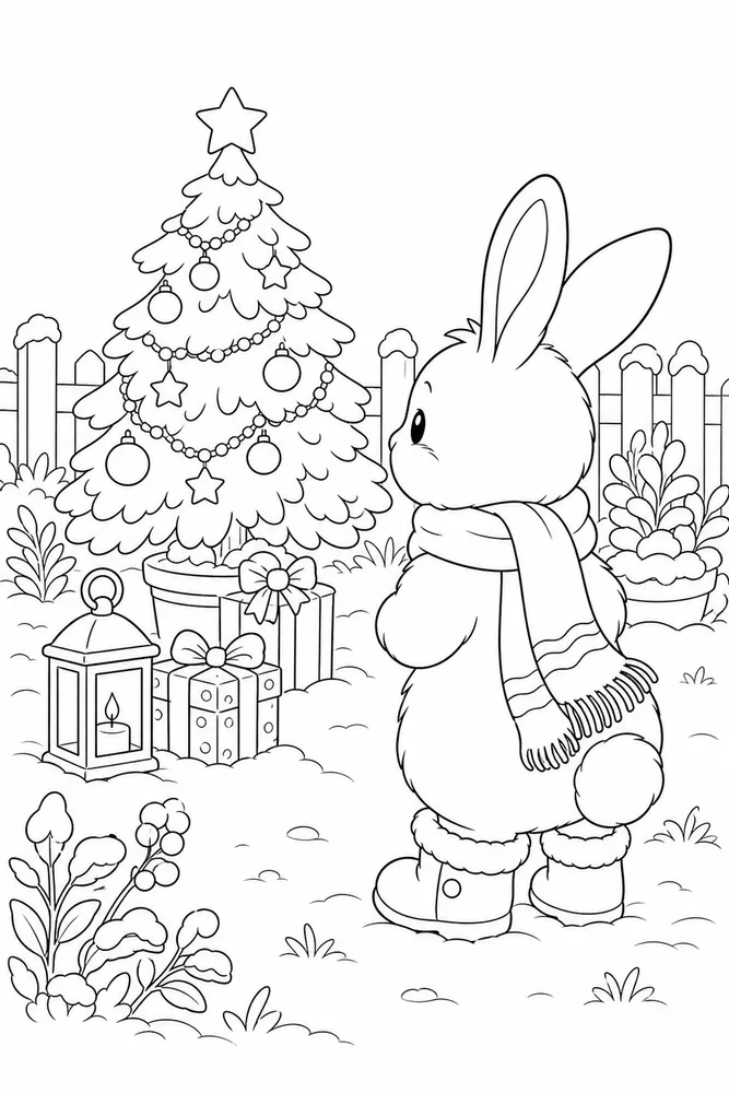 Cute Easy Christmas Cute easy christmas garden setting coloring page