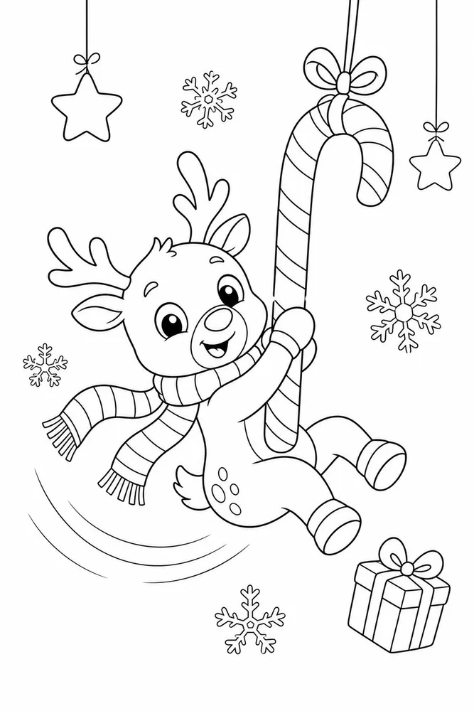 Cute Easy Christmas Cute easy christmas playful pose coloring page