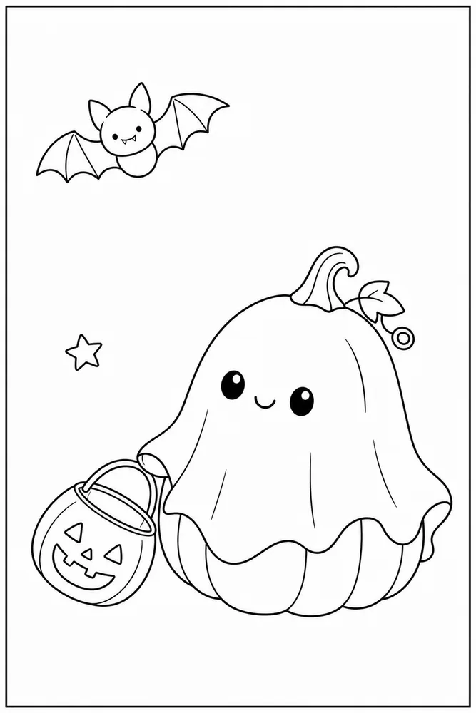 Cute Easy Halloween Cute easy halloween easy beginner page coloring page