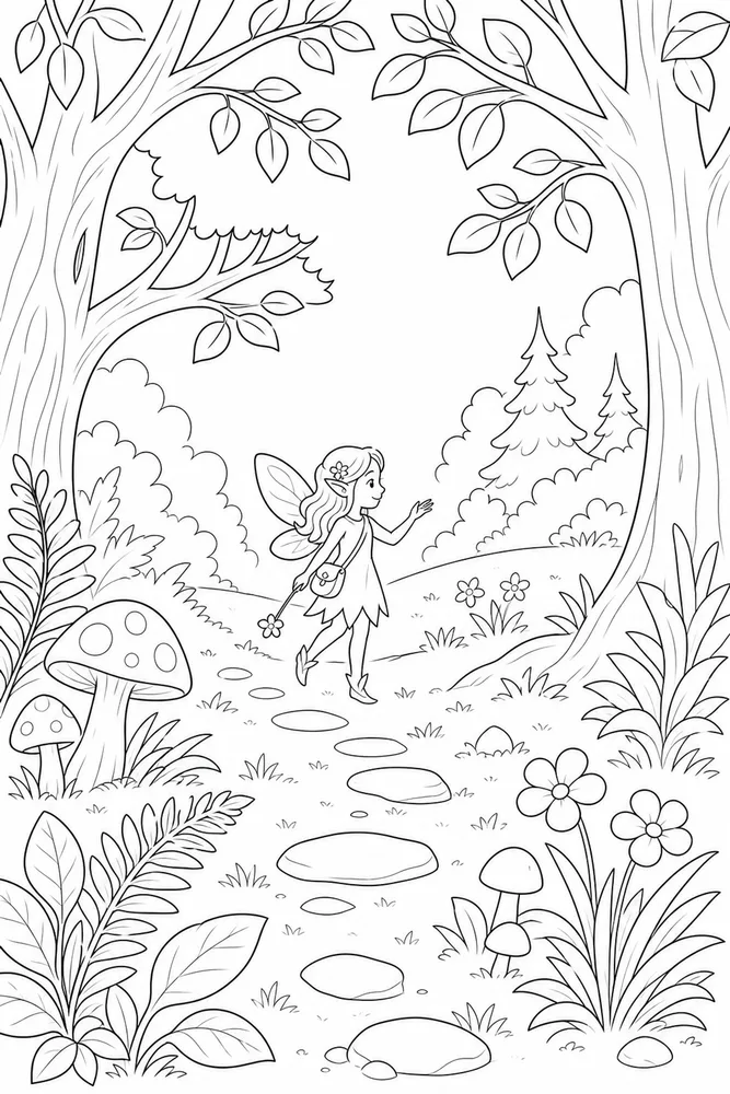 Beautiful Fairy Beautiful Fairy Forest Clearing coloring page
