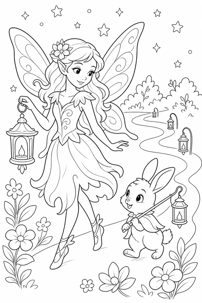 Beautiful Fairy Beautiful Fairy Lantern Trail coloring page