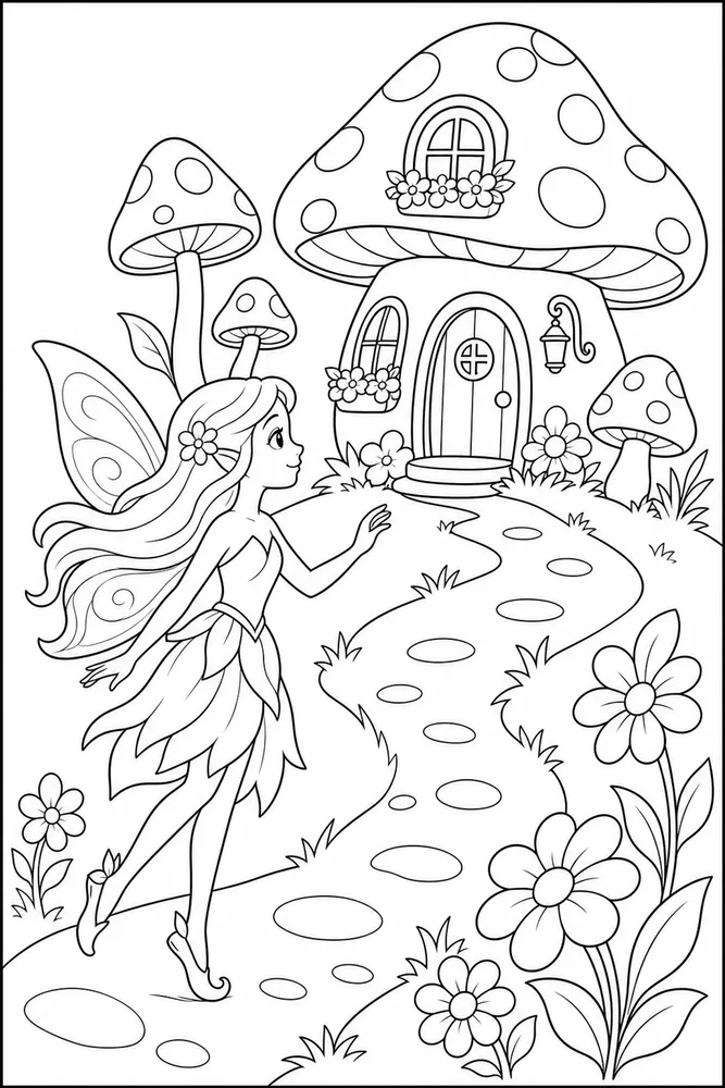 Beautiful Fairy Beautiful Fairy Mushroom House coloring page