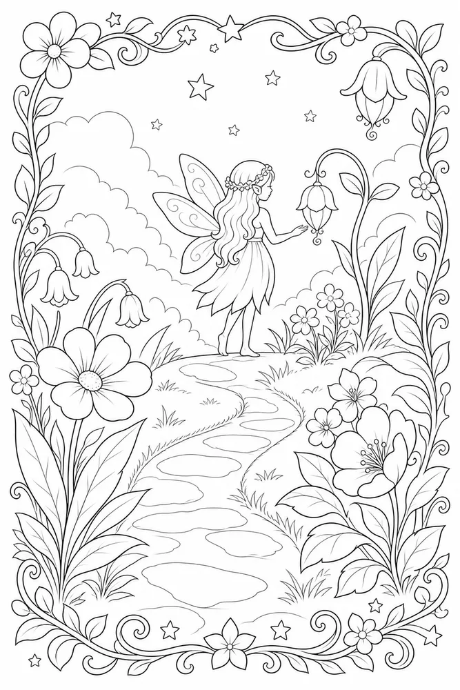 Beautiful Fairy Beautiful Fairy Storybook Frame coloring page