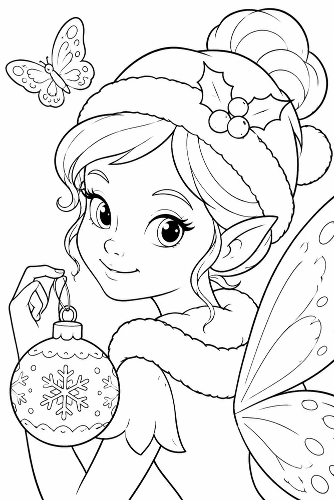 Christmas Fairy Christmas Fairy Butterfly Meadow coloring page