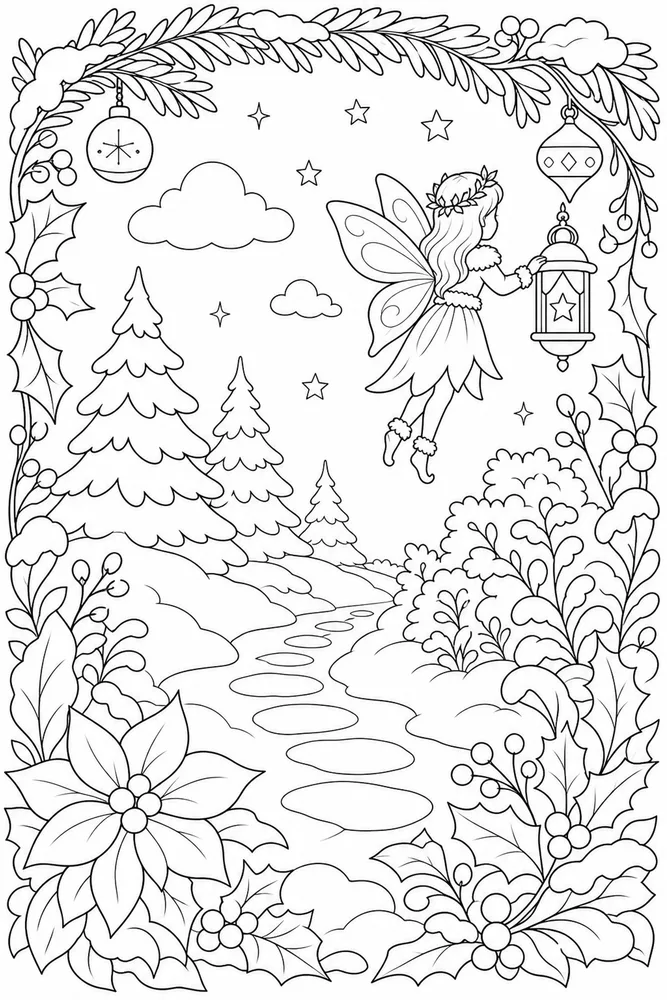 Christmas Fairy Christmas Fairy Storybook Frame coloring page