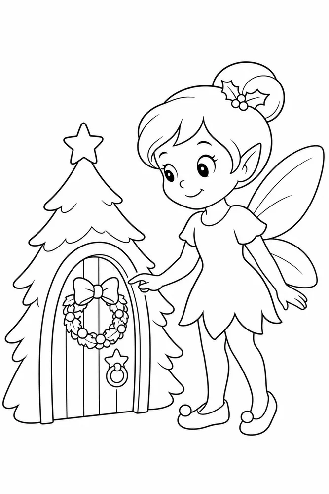 Christmas Fairy Christmas Fairy Tree Door coloring page