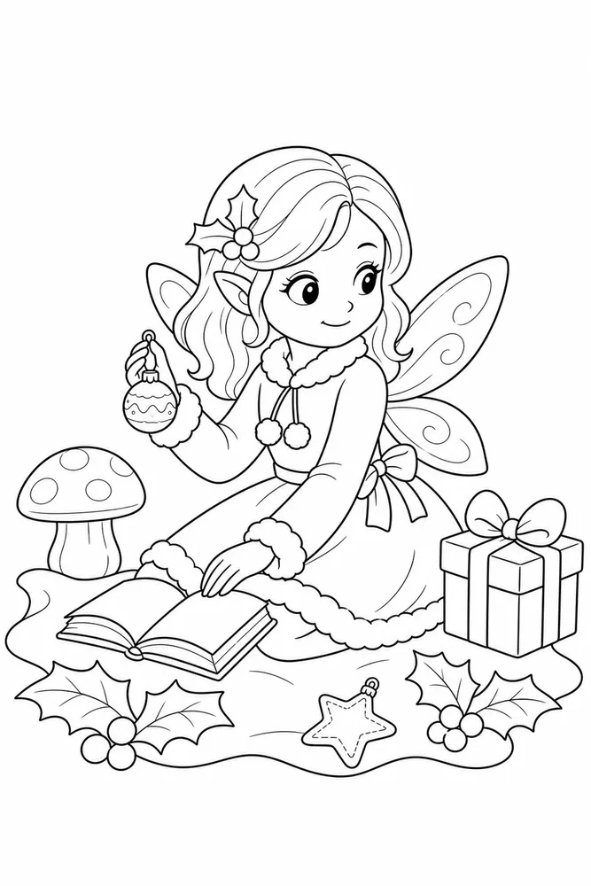 Christmas Fairy Christmas Fairy Wing Portrait coloring page
