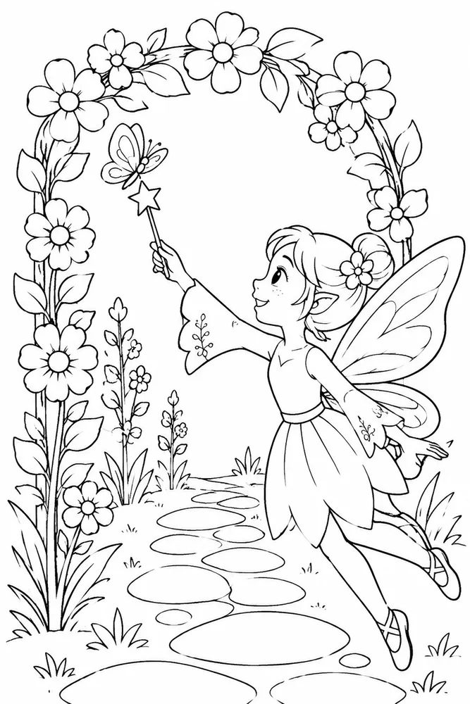 Easy Fairy Easy Fairy Flower Arch coloring page