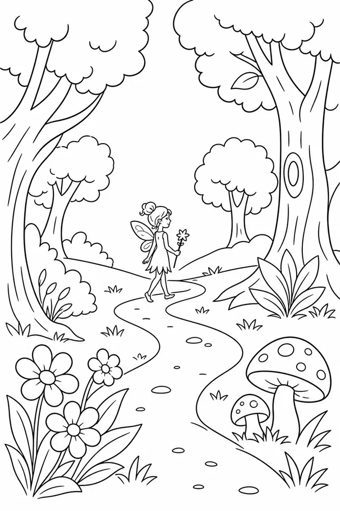 Easy Fairy Easy Fairy Forest Clearing coloring page