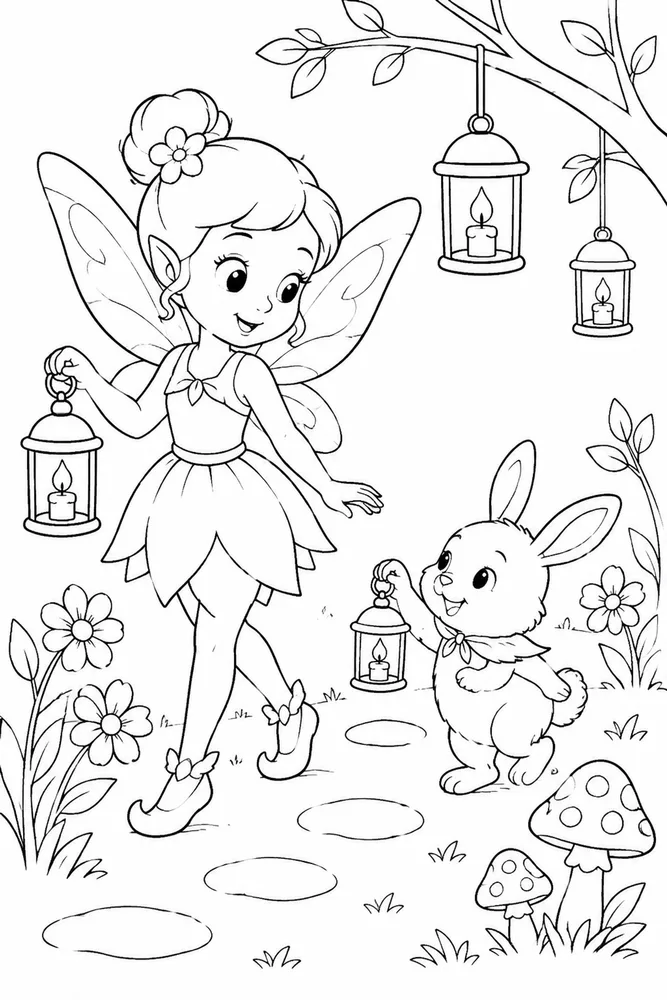 Easy Fairy Easy Fairy Lantern Trail coloring page