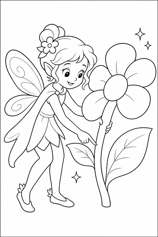 Easy Fairy Easy Fairy Magic Flower coloring page