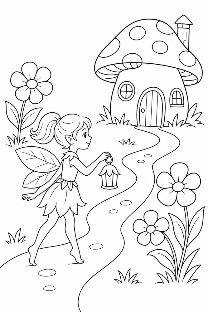 Easy Fairy Easy Fairy Mushroom House coloring page
