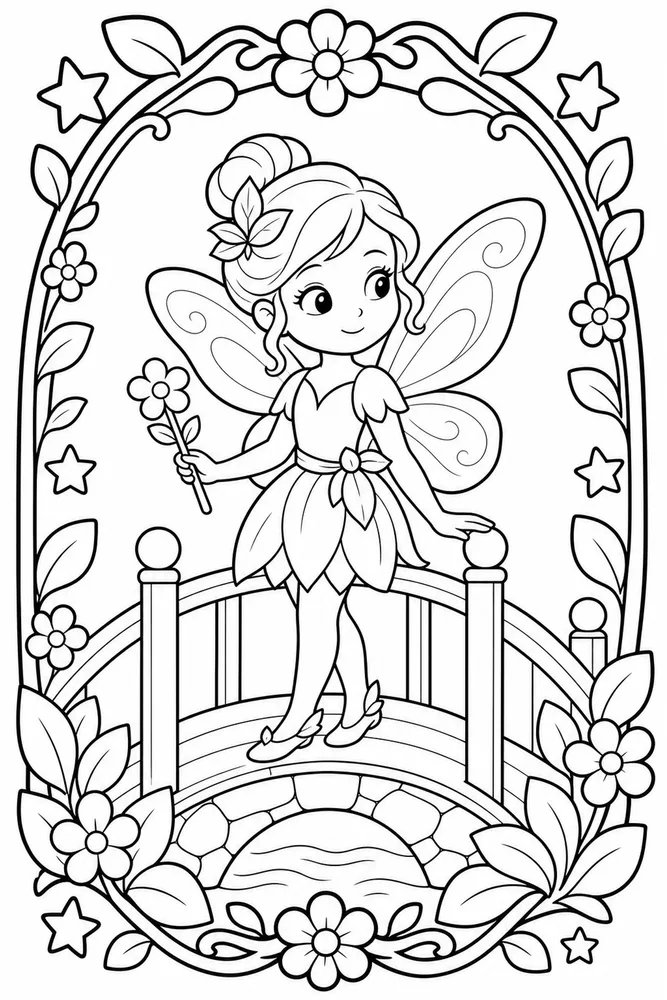 Easy Fairy Easy Fairy Tiny Bridge coloring page