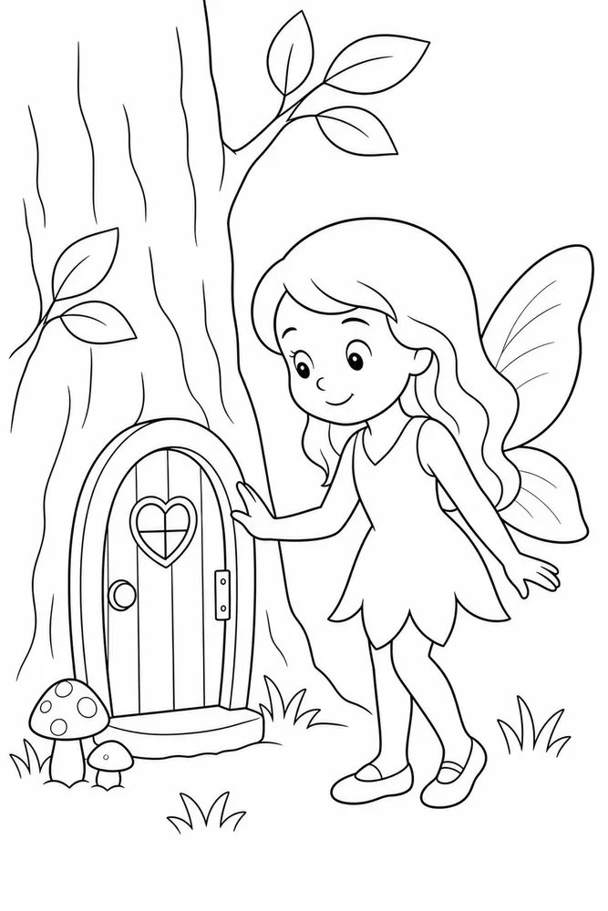Easy Fairy Easy Fairy Tree Door coloring page