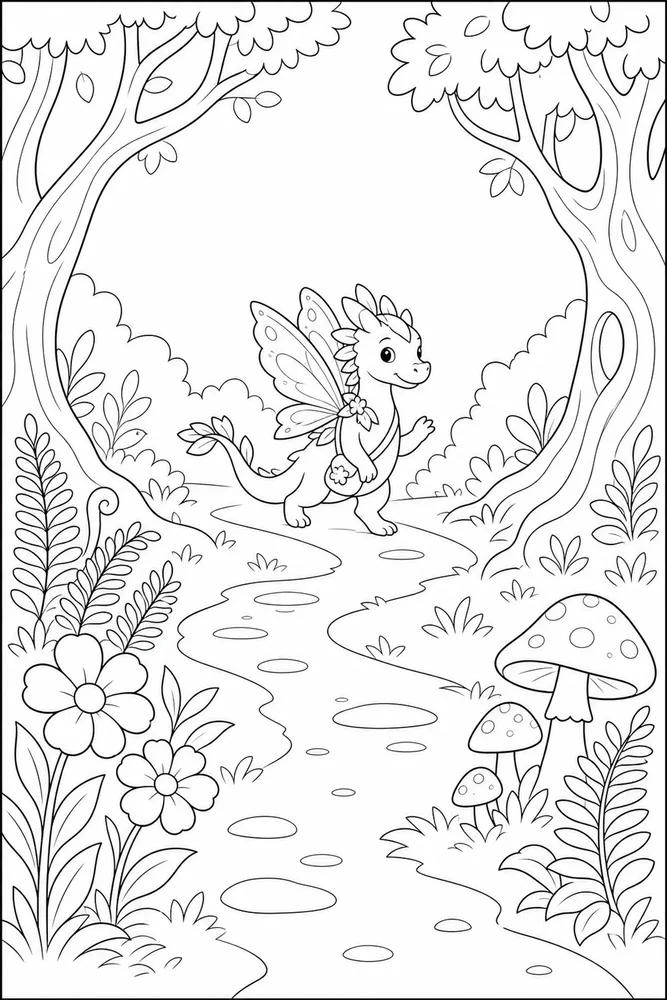 Fairy Dragon Fairy Dragon Forest Clearing coloring page