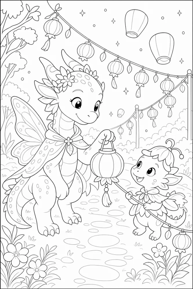 Fairy Dragon Fairy Dragon Lantern Trail coloring page