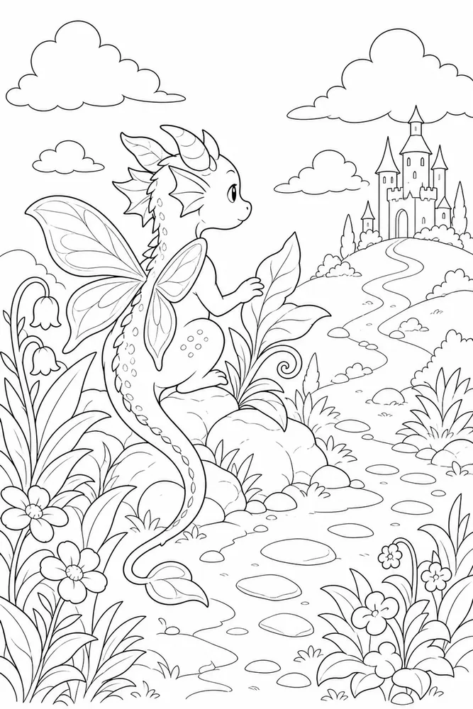 Fairy Dragon Fairy Dragon Storybook Frame coloring page
