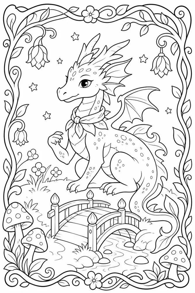 Fairy Dragon Fairy Dragon Tiny Bridge coloring page