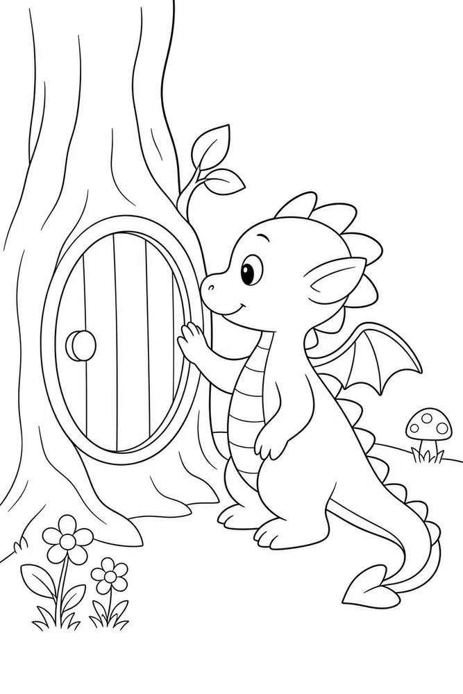Fairy Dragon Fairy Dragon Tree Door coloring page