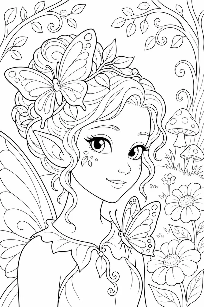 Fairy Forest Fairy Forest Butterfly Meadow coloring page