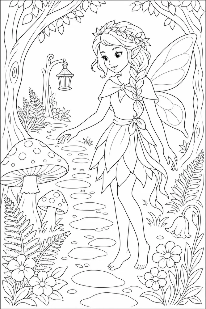 Fairy Forest Fairy Forest Garden Path coloring page