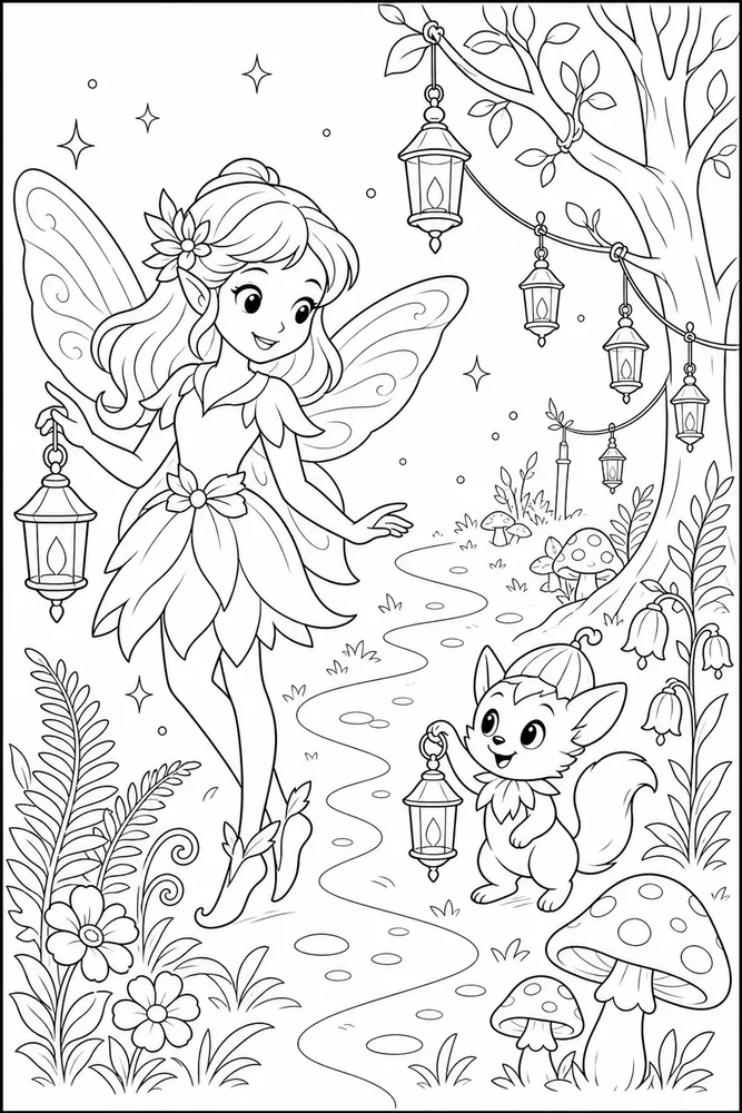 Fairy Forest Fairy Forest Lantern Trail coloring page