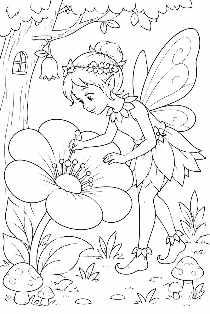 Fairy Forest Fairy Forest Magic Flower coloring page