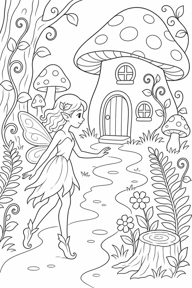 Fairy Forest Fairy Forest Mushroom House coloring page