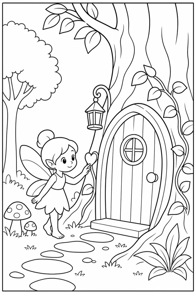 Fairy Forest Fairy Forest Tree Door coloring page