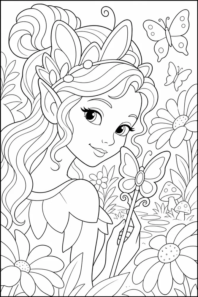Fairy Garden Fairy Garden Butterfly Meadow coloring page