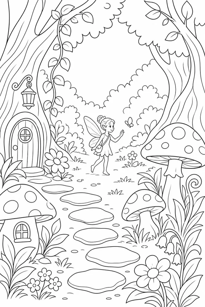 Fairy Garden Fairy Garden Forest Clearing coloring page