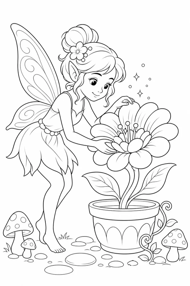 Fairy Garden Fairy Garden Magic Flower coloring page