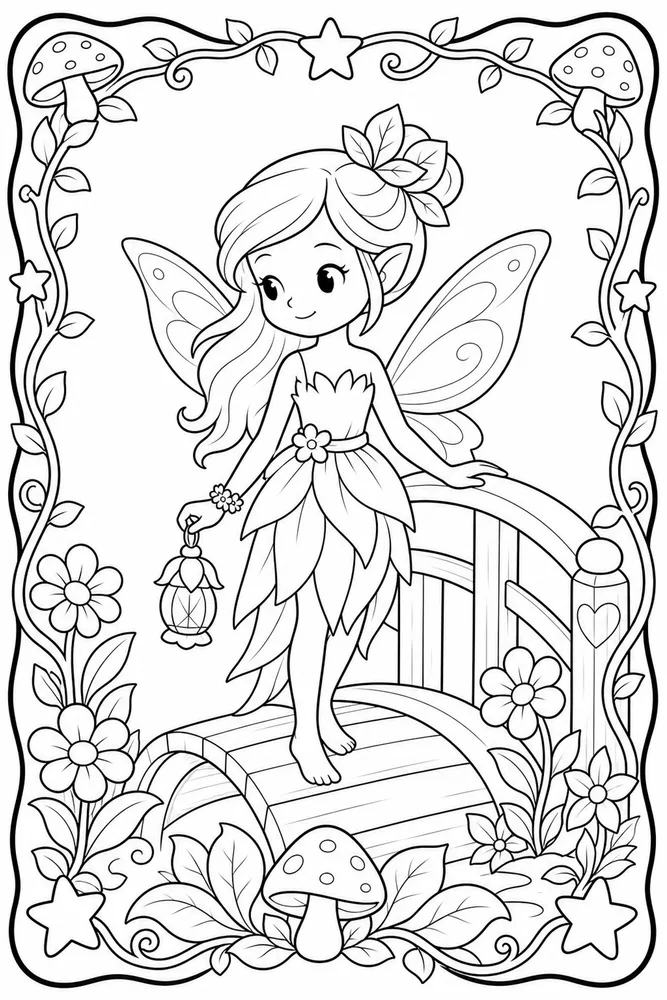 Fairy Garden Fairy Garden Tiny Bridge coloring page