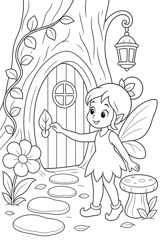 Fairy Garden Fairy Garden Tree Door coloring page