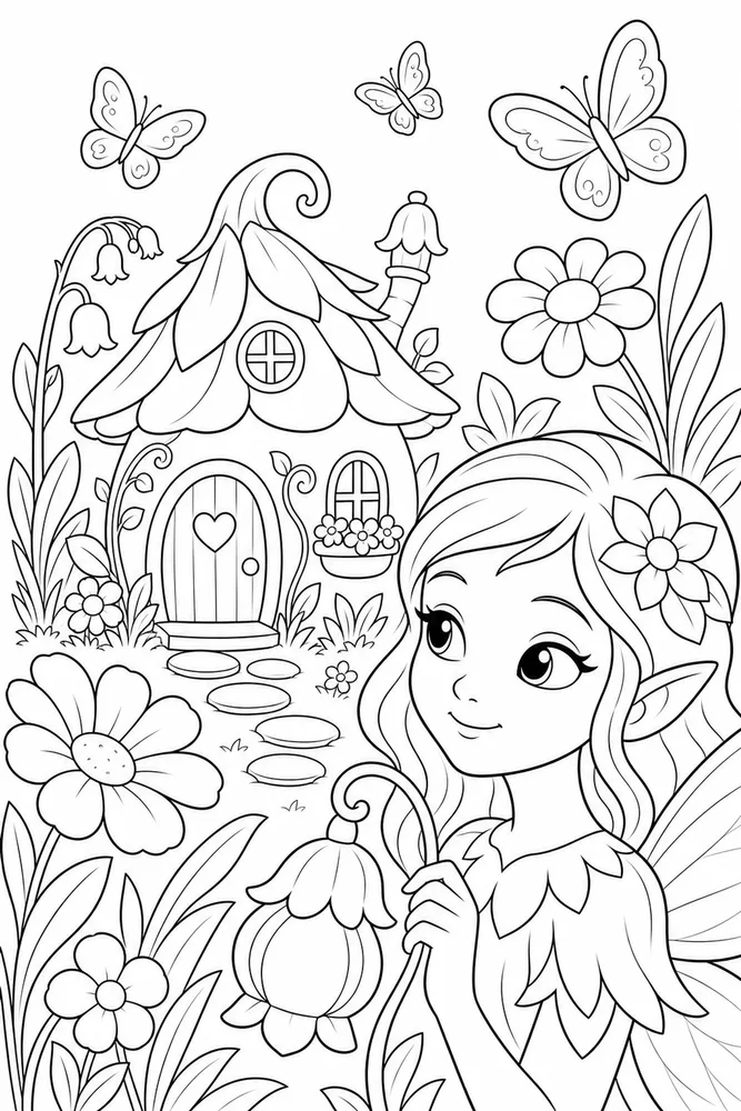 Fairy House Fairy House Butterfly Meadow coloring page