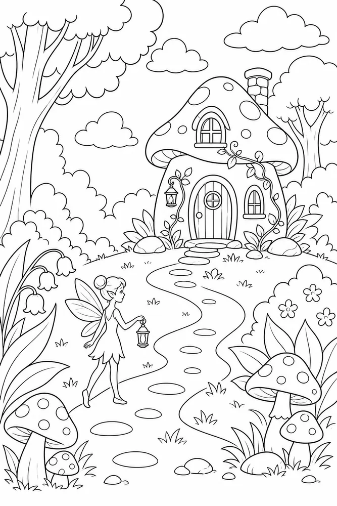 Fairy House Fairy House Forest Clearing coloring page