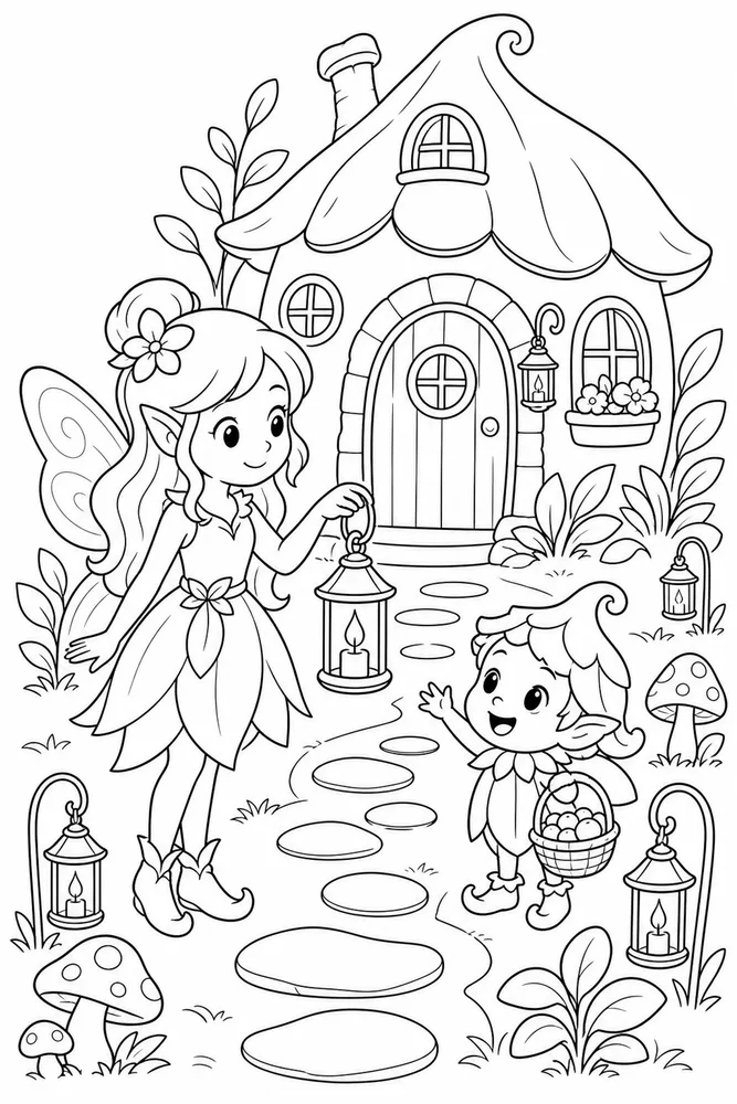 Fairy House Fairy House Lantern Trail coloring page
