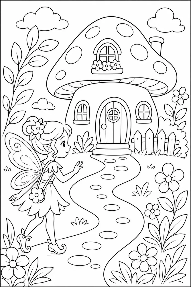 Fairy House Fairy House Mushroom House coloring page