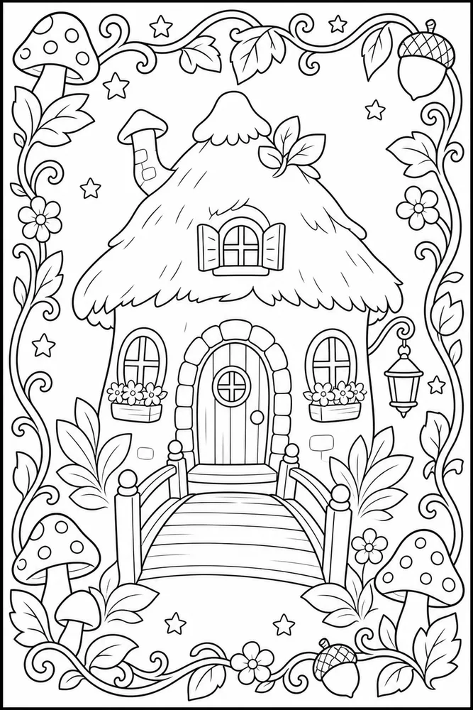 Fairy House Fairy House Tiny Bridge coloring page