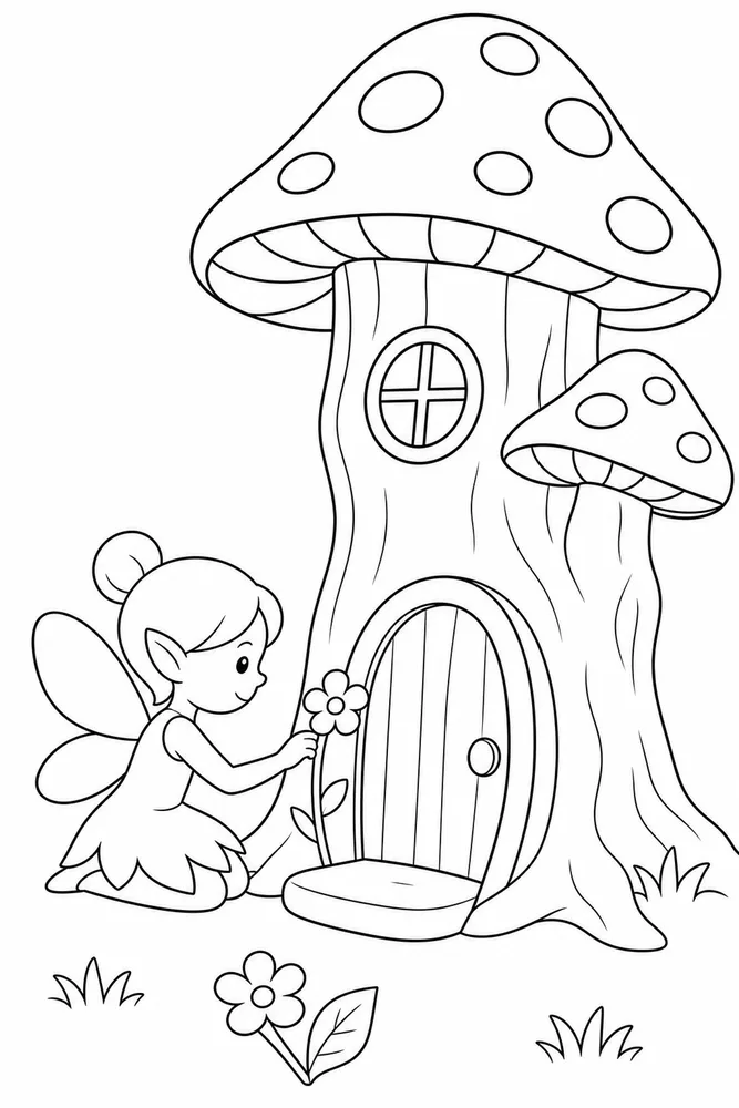 Fairy House Fairy House Tree Door coloring page
